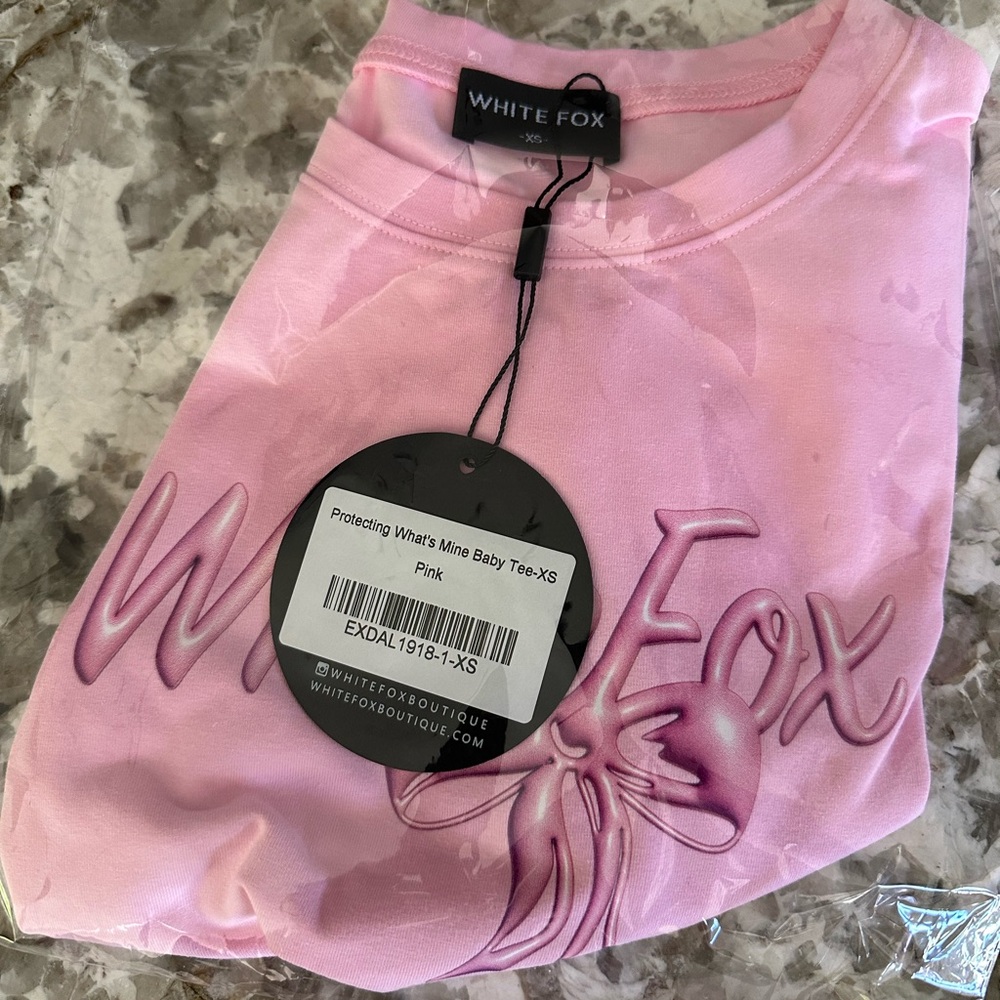 White Fox Pink Baby Tee